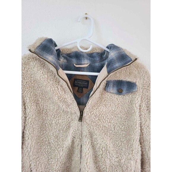Pendleton Sherpa Fleece Cozy Western Cowgirl Teddy Coat Jacket w Pockets SMALL S - Picture 2 of 9